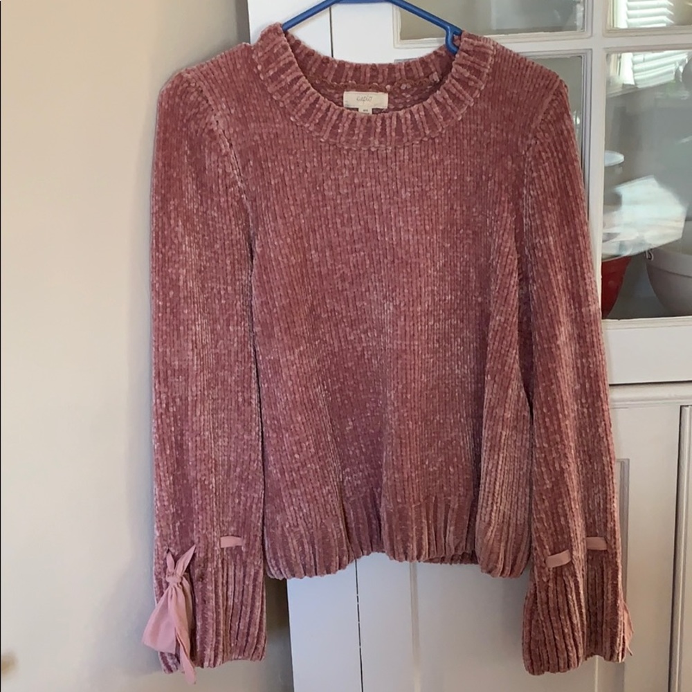 Blush pink sweater with bell sleeves. Super soft!